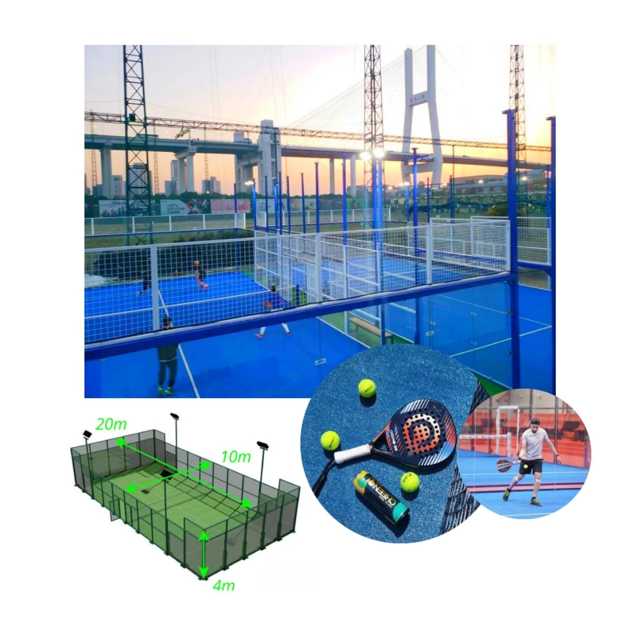 2024 New Padel Court Tennis and Cricket Combination Sports