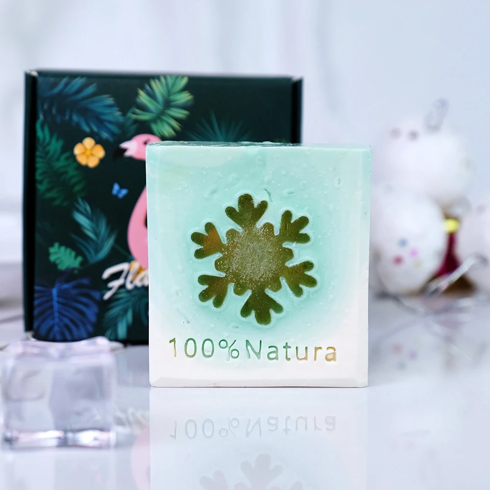 77g snowflake pattern christmas decoration gift skin brightening face wash soap