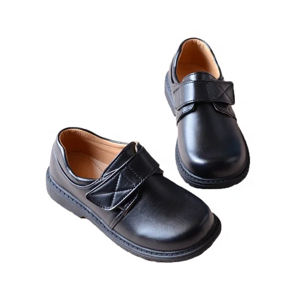 Choozii Latest Design Hook and Loop Kids Classic Oxford School Black Flat Luxury Dress Winter Warm Shoes Fancy Smart Boys
