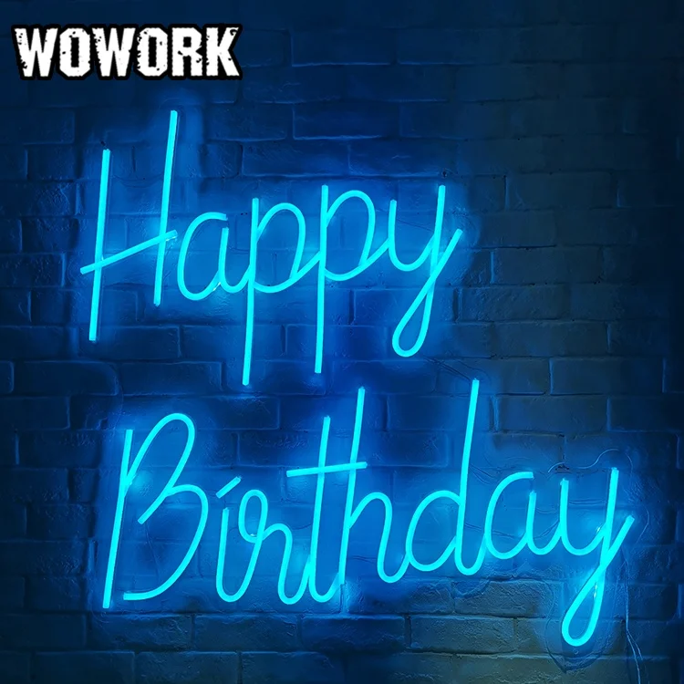 WOWORK 3D waterproof led outdoor happy birthday wedding photo props decoration neon light for party supplies