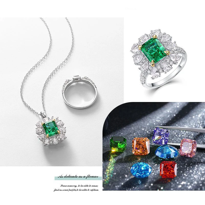 Custom 5A CZ Cubic Zirconia Emerald Stone Green Engagement Ring Diamond 925 Sterling Silver jewelry Gold Wedding Rings For Women