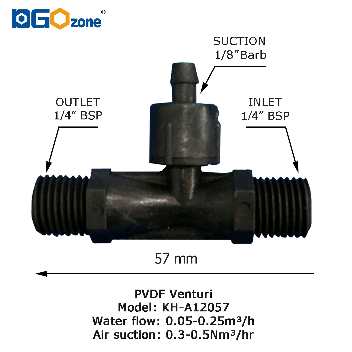 1/4 PVDF Вентури озоновый смеситель для воды, оросительные аксессуары, озоностойкие форсунки