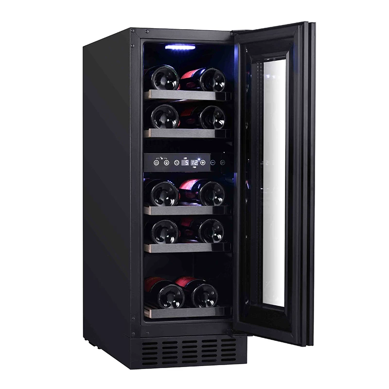 Vinopro OEM Заводской энергосберегающий компрессорный холодильник с 12 бутылками встроенный Двухзонный винный со стеклянной дверью 58 л