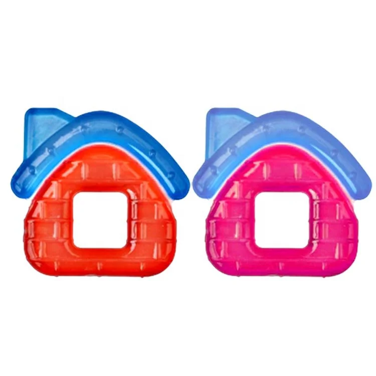 Hot sale House shaped gel water filled baby teething toys soft teether baby cooling teether