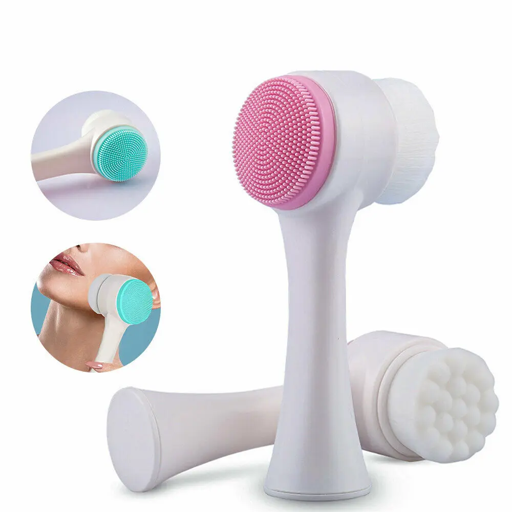 Double Side Silicone Facial Cleanser Brush Portable Size for Face Cleaning