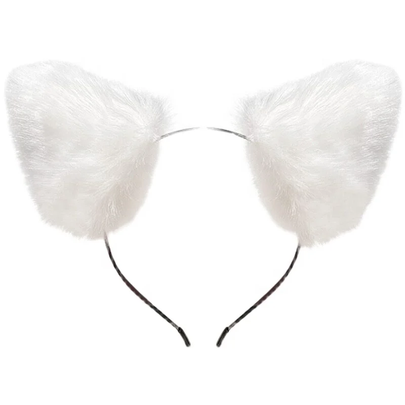 White cat ear headband girl Plush rabbit hair accessories New facial hair  rabbit ears headband headband