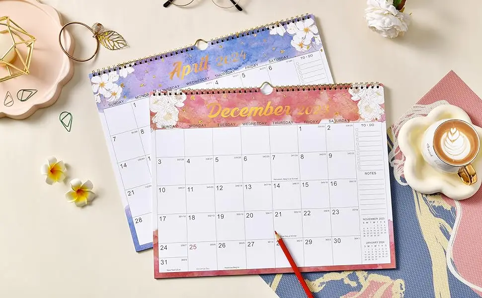 Promotion Custom  Calendar Office Gift Cheap Saddle Stitch Spiral Binding Daily Monthly Printing Wall Calendar