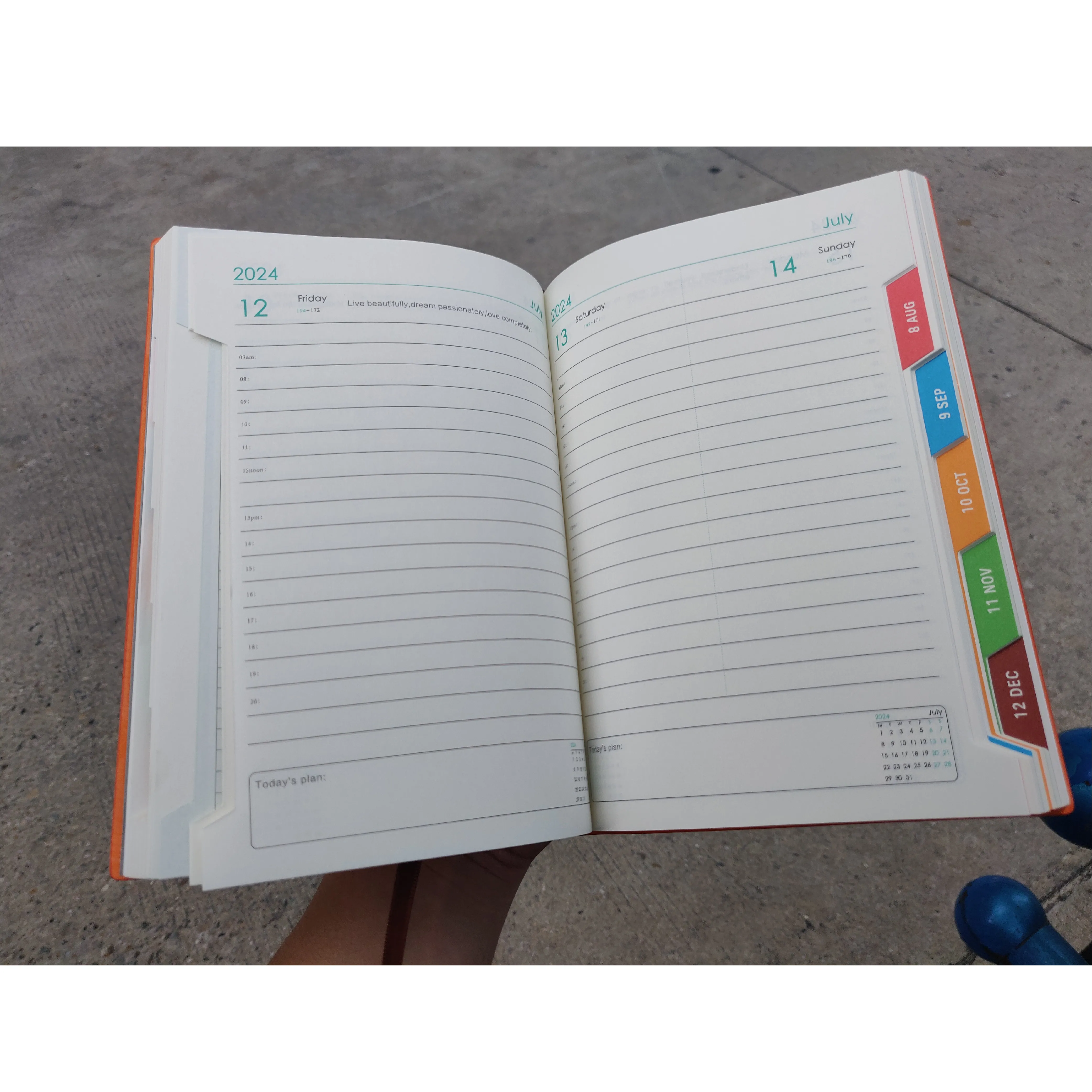 2024 colorful a5 daily planner custom logo print agenda pu leather notebook pen holder journal everyday business school diary