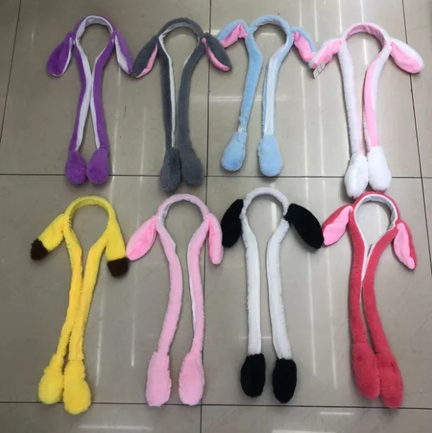 Factory Wholesale Soft Plush Toys Bunny Hat Color Led Light Toys Warm Winter Hat For Holiday