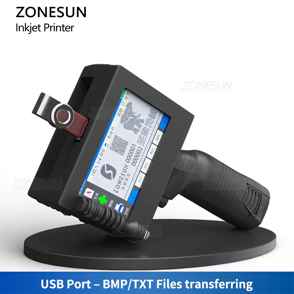 ZONESUN ZS-HIP254 Color Expiry Date Labeling Logo Coding 25.4MM Portable Handheld Inkjet Printer