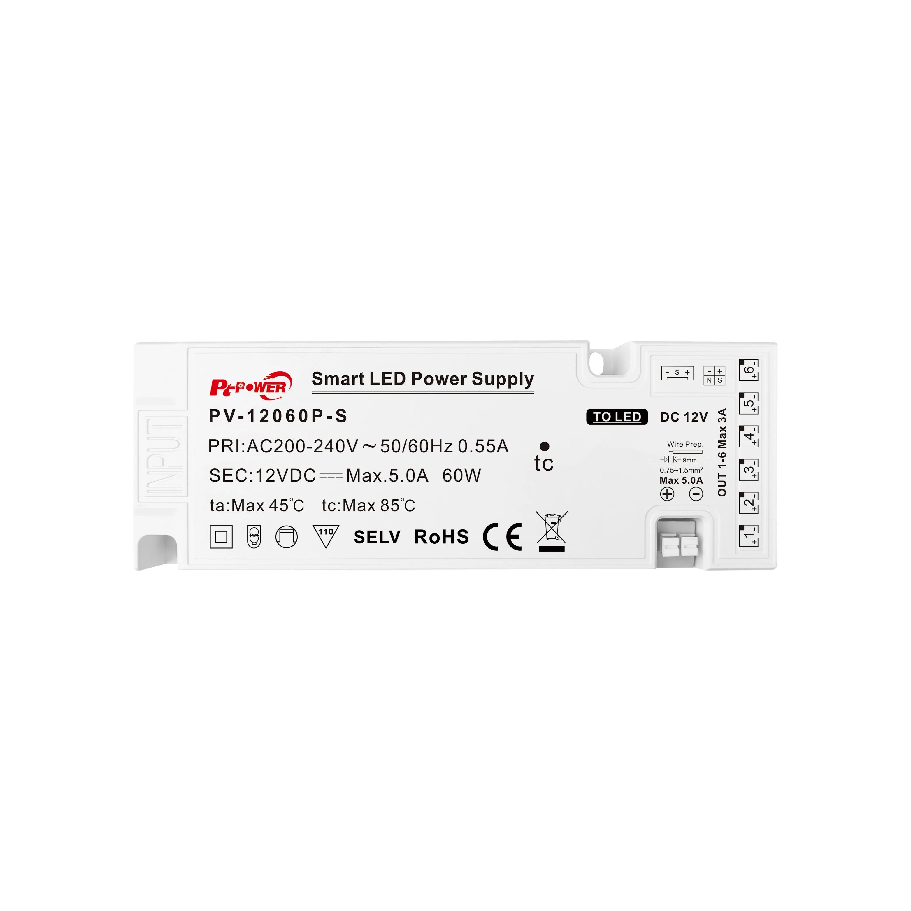 12V 24V Indoor Cabinet Power Supply 60W AC to DC 170-264VAC Constant Voltage LED Driver for LED Strips Light Module