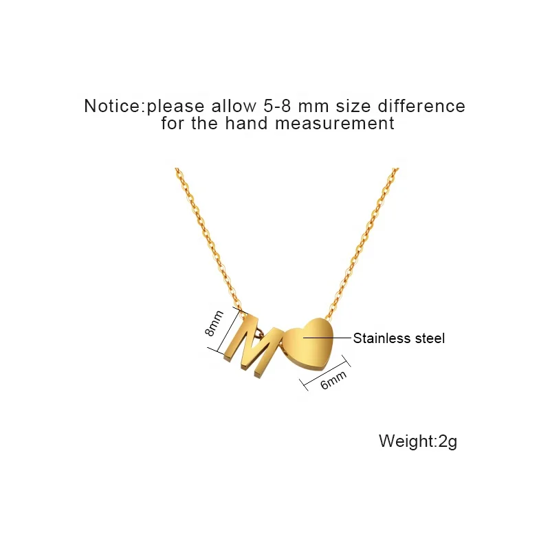 Женские Модные ювелирные изделия A-Z 26 слово лакомство Сердце ожерелье 18K позолоченные цепи письмо 100% из нержавеющей стали