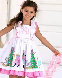 Christmas Nutcracker Ballet print pink girls dress cute boutique kids dresses