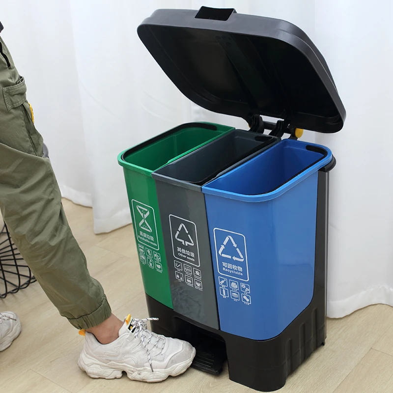 30L Warehouse Rubbish Bins Portable Waste Paper Security Bins Trash Bin PP Plastic