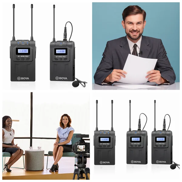 Новые Boya BY-WM8 Pro-K1 K2 UHF двухканальная Беспроводная микрофонная система петличный микрофон видео для записывающий микрофон комплект