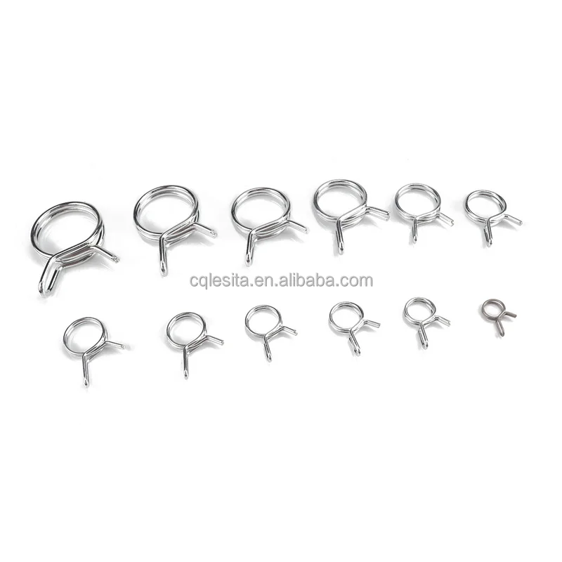 Mn65 Steel Zinc Plating Double Wire Spring Hose Clamp Adjustable Tube Clamps Clips Spring Wire Ring Hose Clamps