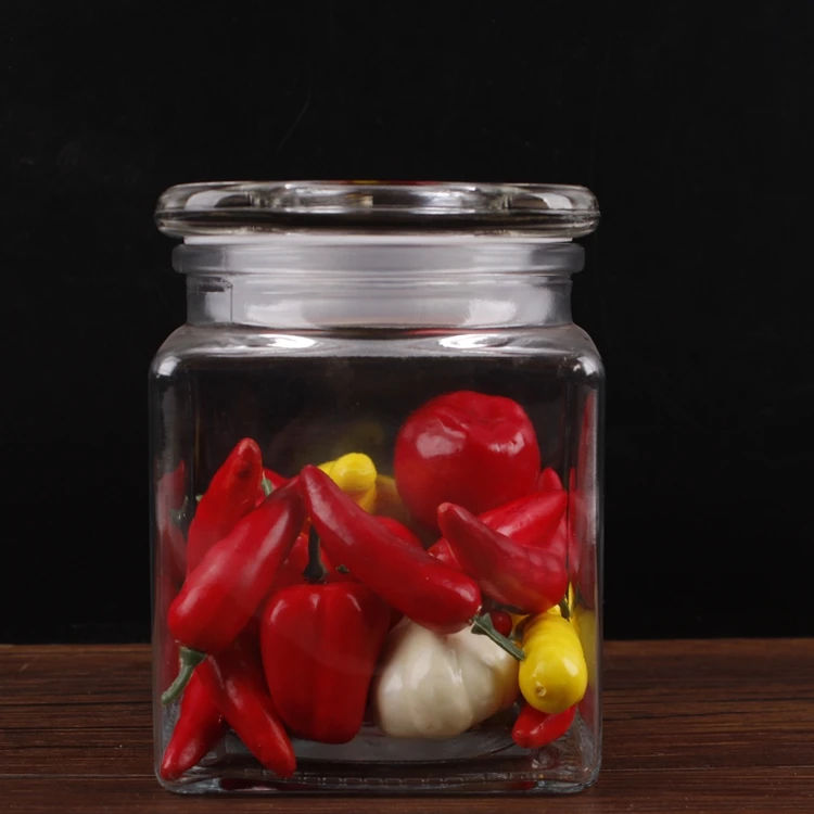 Wholesale Square Glass Storage Jar Candy Pasta Food Container with Sealed Glass Lid