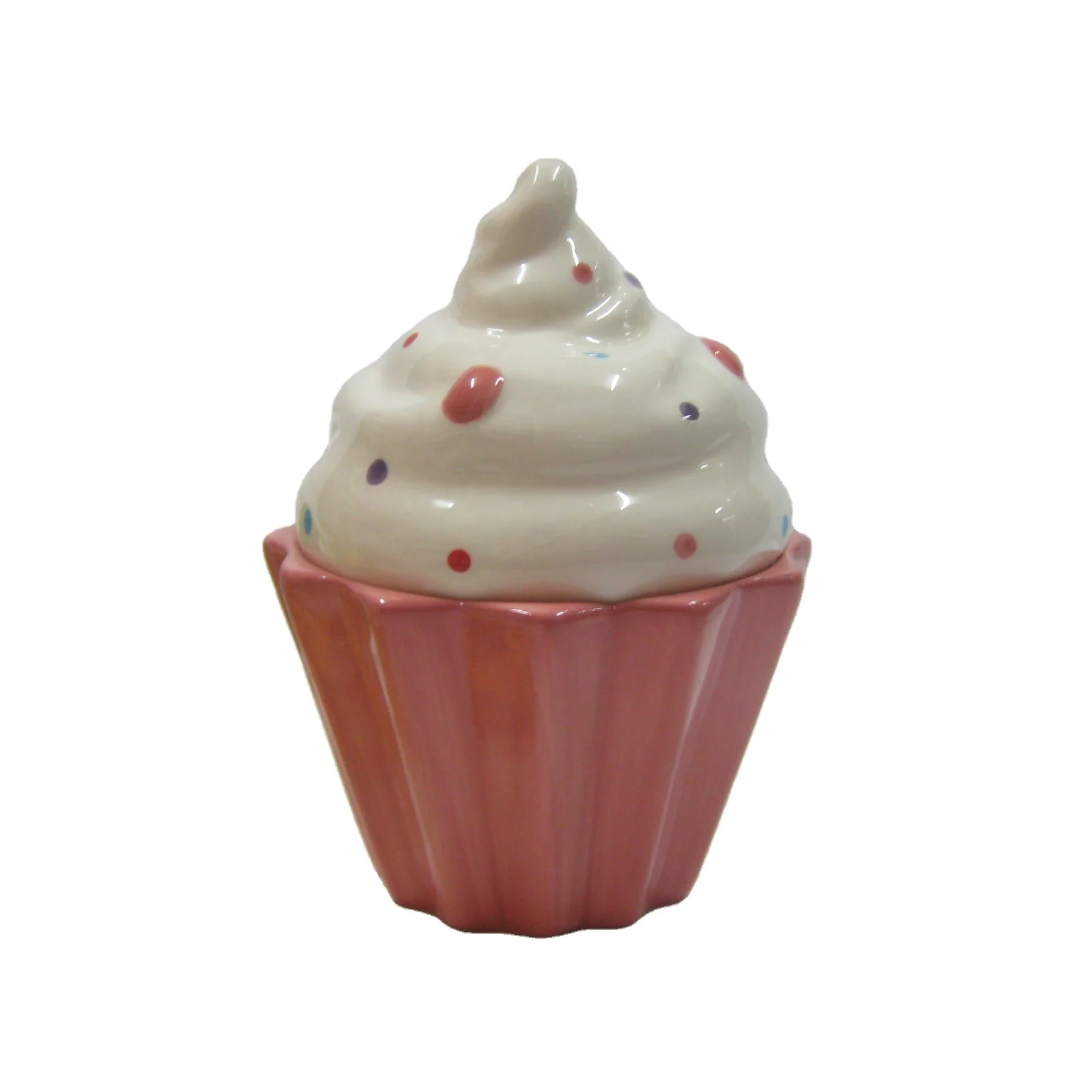 Custom Ceramic Unique Cookie Jar Gift Crafts Porcelain Cupcake Shaped Candy Jar with Lid