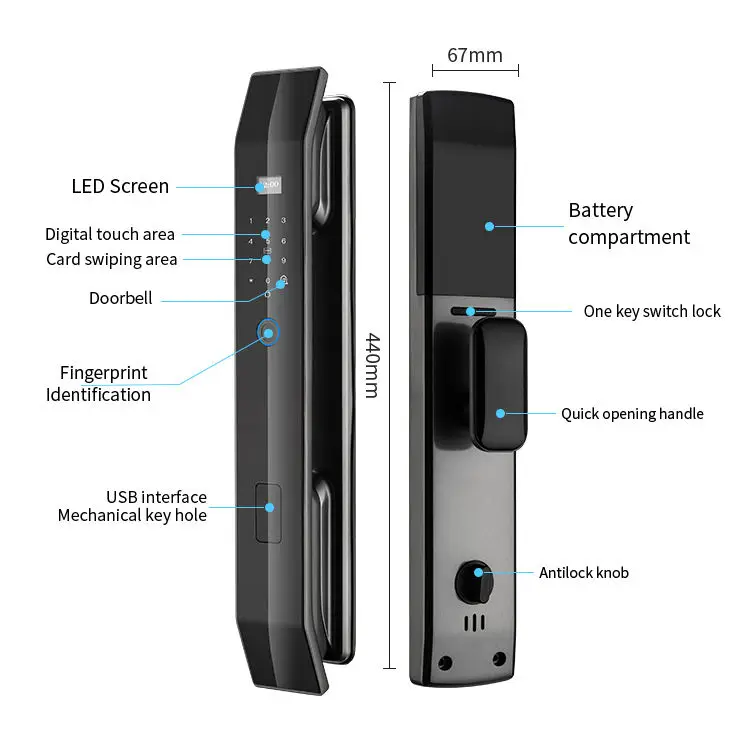 Factory Price Fingerprint Smart Door Lock RFID WIFI Password Keyless Apartment Room Lock Tuya APP Digital Door Lock