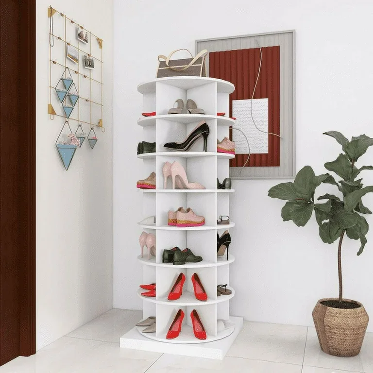 Shoe rack rotatable storage organizer rotating 360 plastic shoe rack cabinet