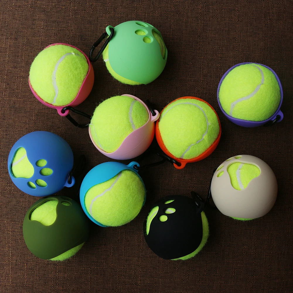 Custom Interactive & Movement 5cm Tennis Ball Sleeve Pet Toy Durable Chewing Toy with Ball Holder Strap for Dog Training