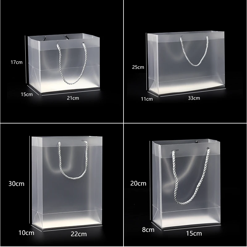 Custom Frost Transparent PP Plastic Handle Bag small clear plastic bag with UV Printing