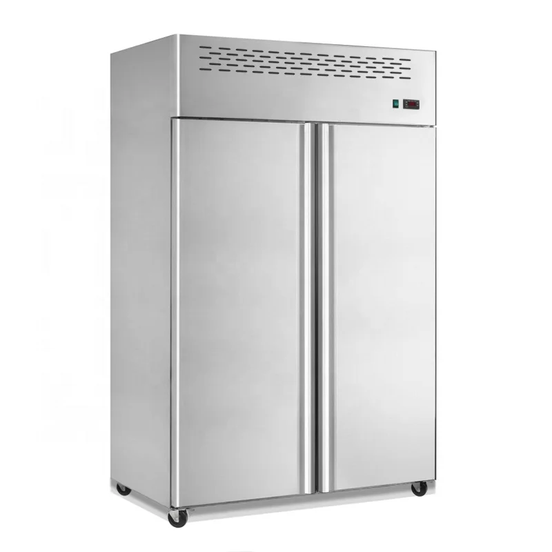 Двухдверный коммерческий холодильник Ресторан холодильное кухонное оборудование из нержавеющей стали в морозильной камере