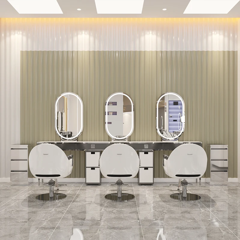 New Style Hair Salon Double-sided Mirror Chair And Set