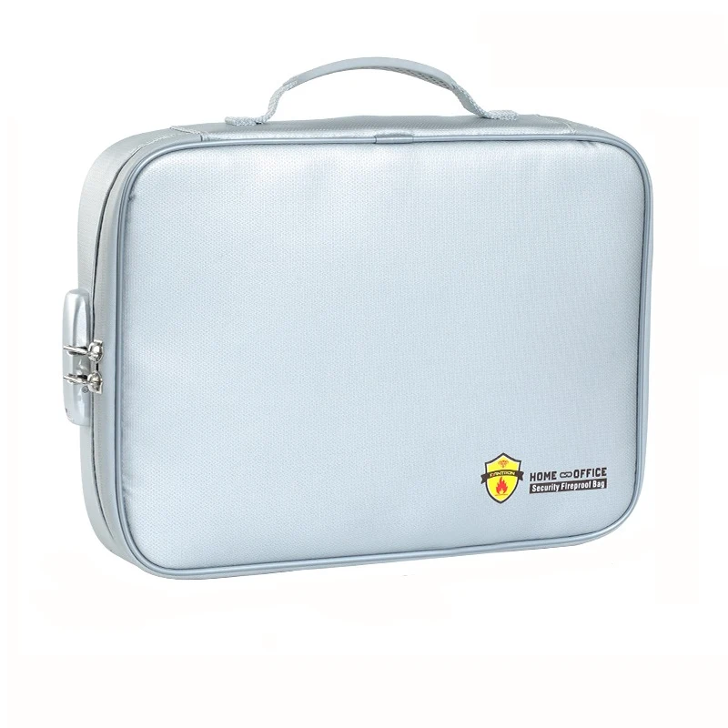Hot Sale Large Capacity Folding Business Use File Cash Passport Legal Documents Safe Storage Zipper Fireproof Bag With Lock