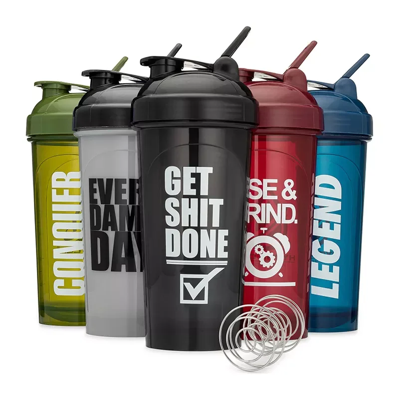 Custom Logo Fitness BPA Free Plastic Protein Gym Shaker Bottle For Protein with Shakers Ball