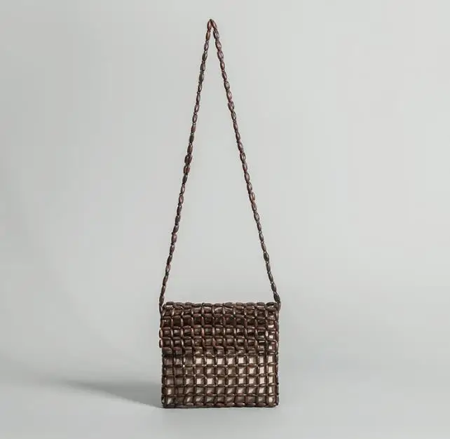2024 Alibaba luxury new material wooden beads woman handbags crossbody, designer fashion lady handbags shoulder long strap