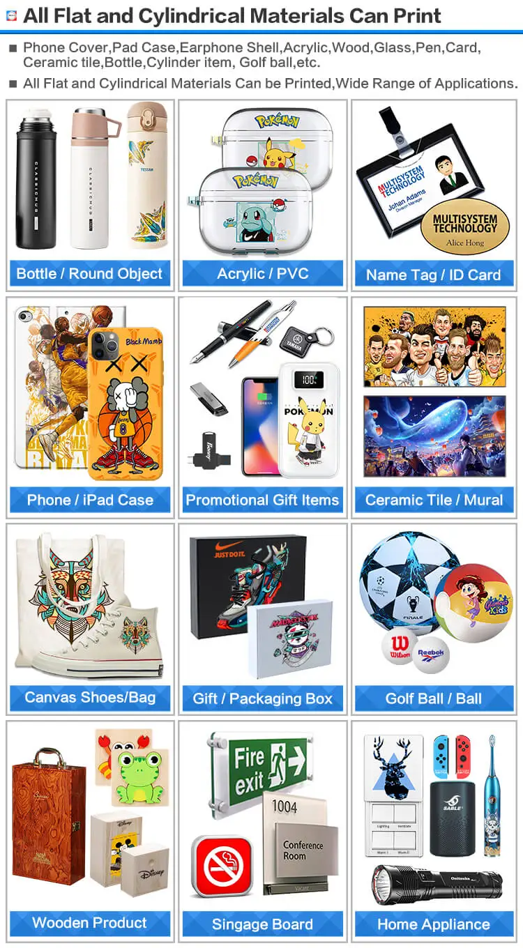 UV Printer Available In All Sizes RECAI A3/A4 1440DPI LED UV Flatbed Printer Wood Bottle PVC Canvas Ball Phone Case UV Printer