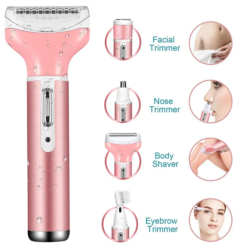 4 in 1 Women Professional Waterproof Painless Usb Rechargeable Body Hair Remover For Leg