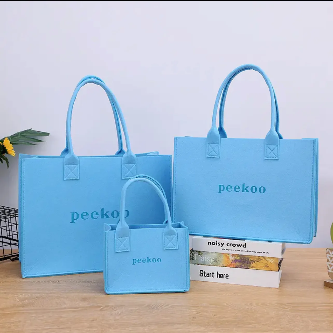 Hot Sell High Quality Colorful Shoulder Shopping Felt Tote Bag With Custom Logo