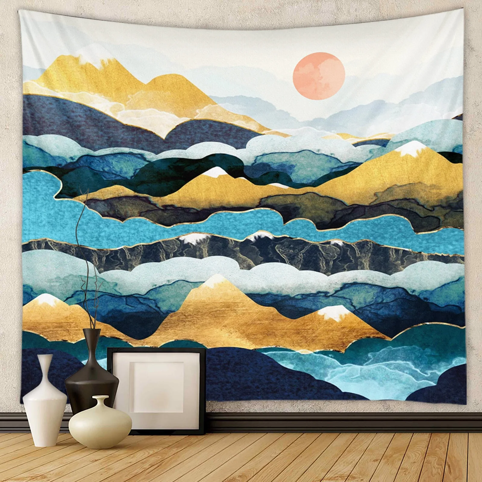 QK Printed Oriental Psychedelic Yoga Meditation Spiritual Custom Wall Hanging Tapestry OEM & ODM Supported for Wall Vase Use