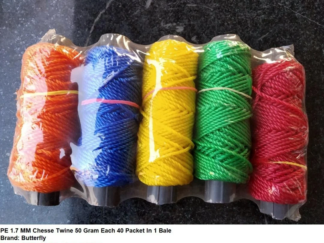  Полиэфирная веревка HDPE 2 мм/3 мм/4 мм/5 мм/6 мм 3-жильный трос из полиэтилена/ПП витая Катушка рулон Ханка с индийского завода