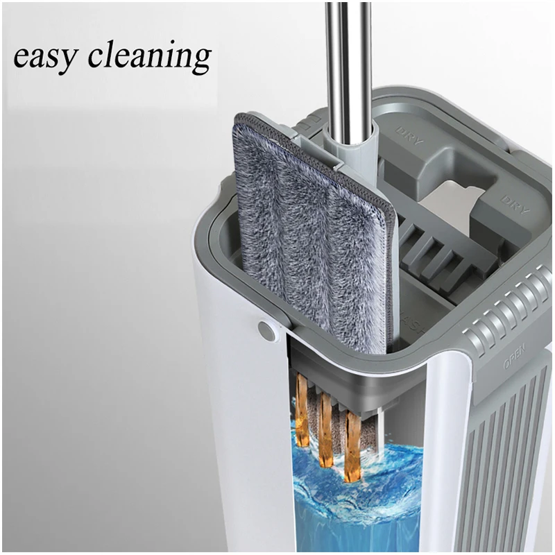 Hand Squeeze Scrapers Mop Bucket with Drainer Best Flat Mop