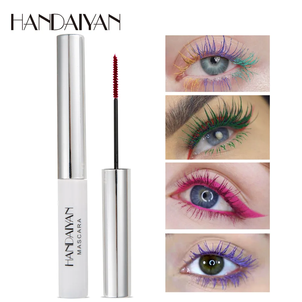 HANDAIYAN Colorful Mascara Waterproof Long-lasting Curling Liquid Lash Extensions Blue Green Red Black White Color Mascara