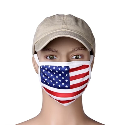 Adult Custom Breathable National Flag Printed Mask Washed Cotton Gauze Protective Mask Adult Three-dimensional Mask