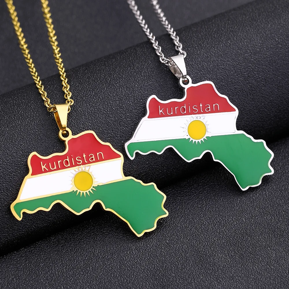 Manufacturer Stainless Steel Ethiopia Map Charm Necklace Gold Plated Enamel Enameled Ethiopia Flag Pendant Necklace