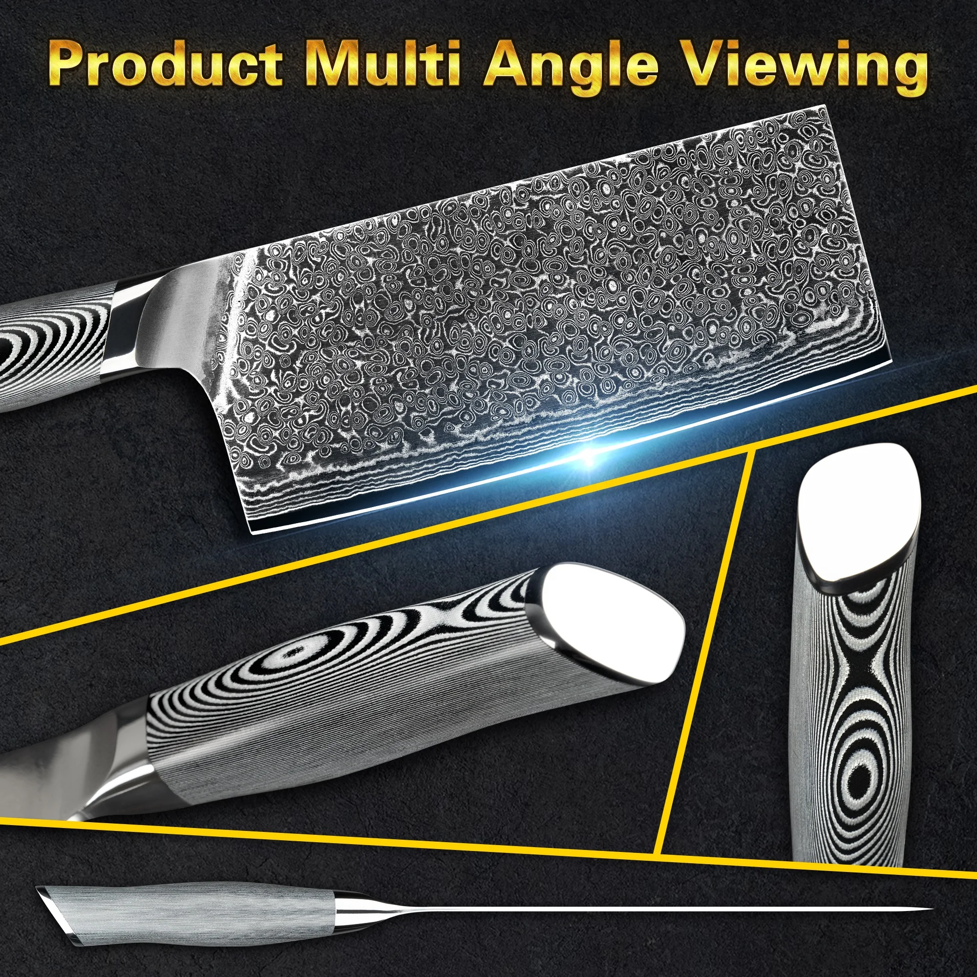 Grey G10 Handle USA hot selling 67layer vg10 damascus steel knives chinese kitchen chopper knife with gift box