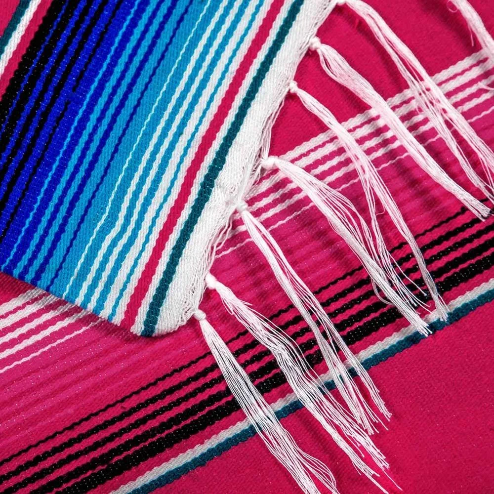 OurWarm 150X215cm Mexican Outdoor and Indoor Fringe Cotton Tablecloth Blanket Wedding Table Cloth