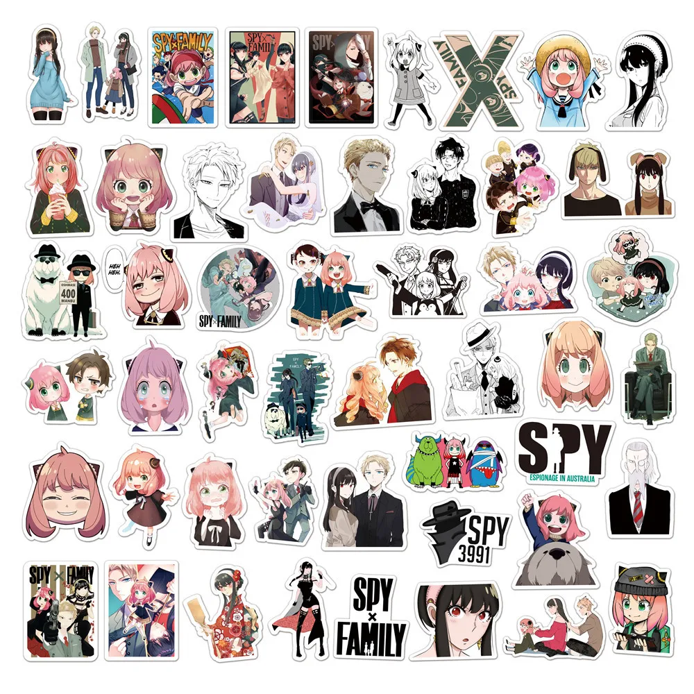 50pcs Japanese Anime SPY X FAMILY Stickers For Laptop Cup Suitcase Cartoon Sticker Waterproof
