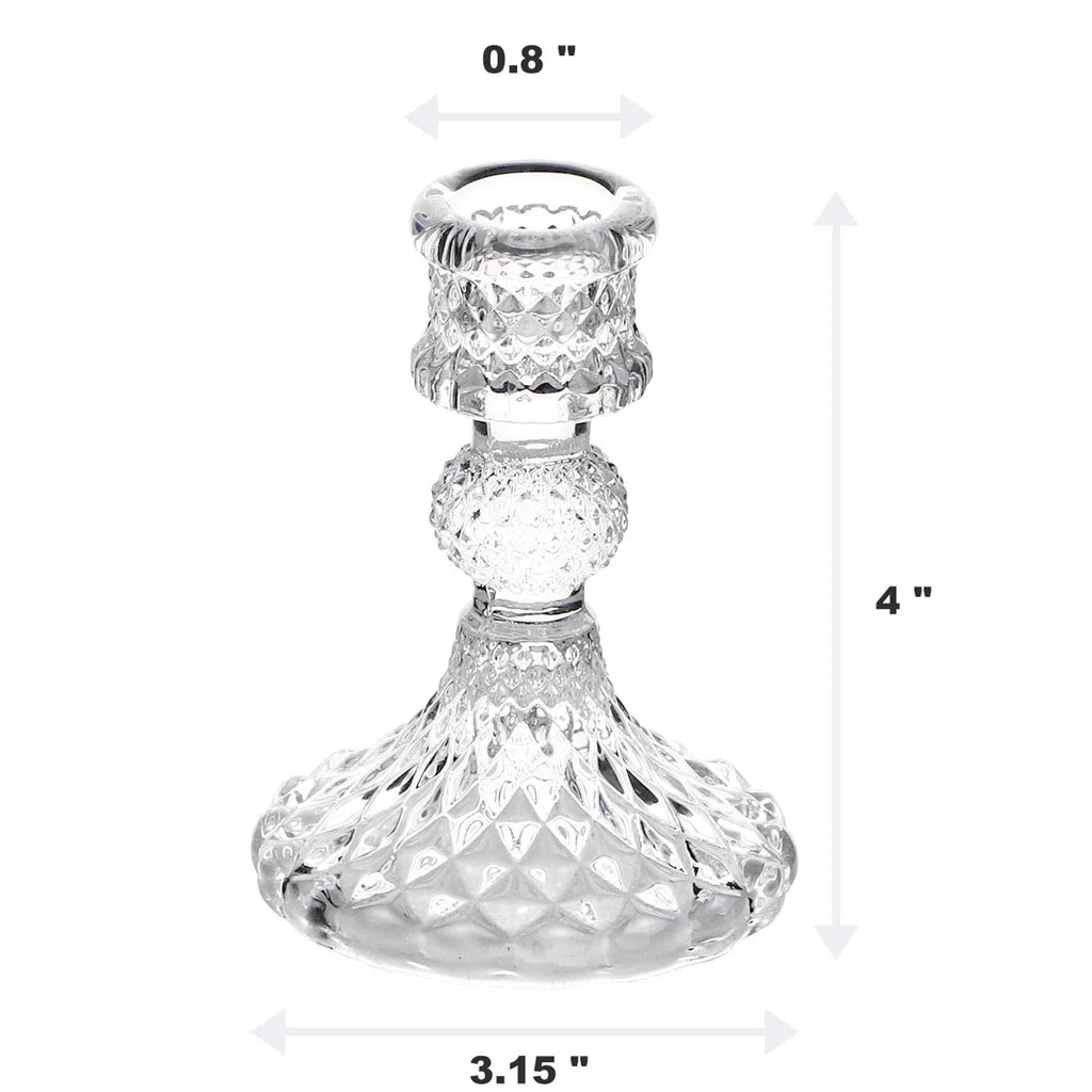 Tall Crystal Decorative Candle Stand Centerpiece Clear Glass Candlestick Holder Taper Candle Holder