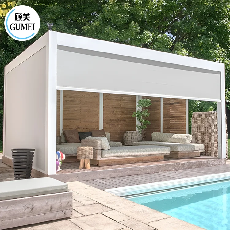 Gumei Motorized Louver Outdoor Garden Pergola Patio Cover Roof Aluminum 3x3 4x4 Bioclimatic Waterproof Aluminium Pergola Outdoor