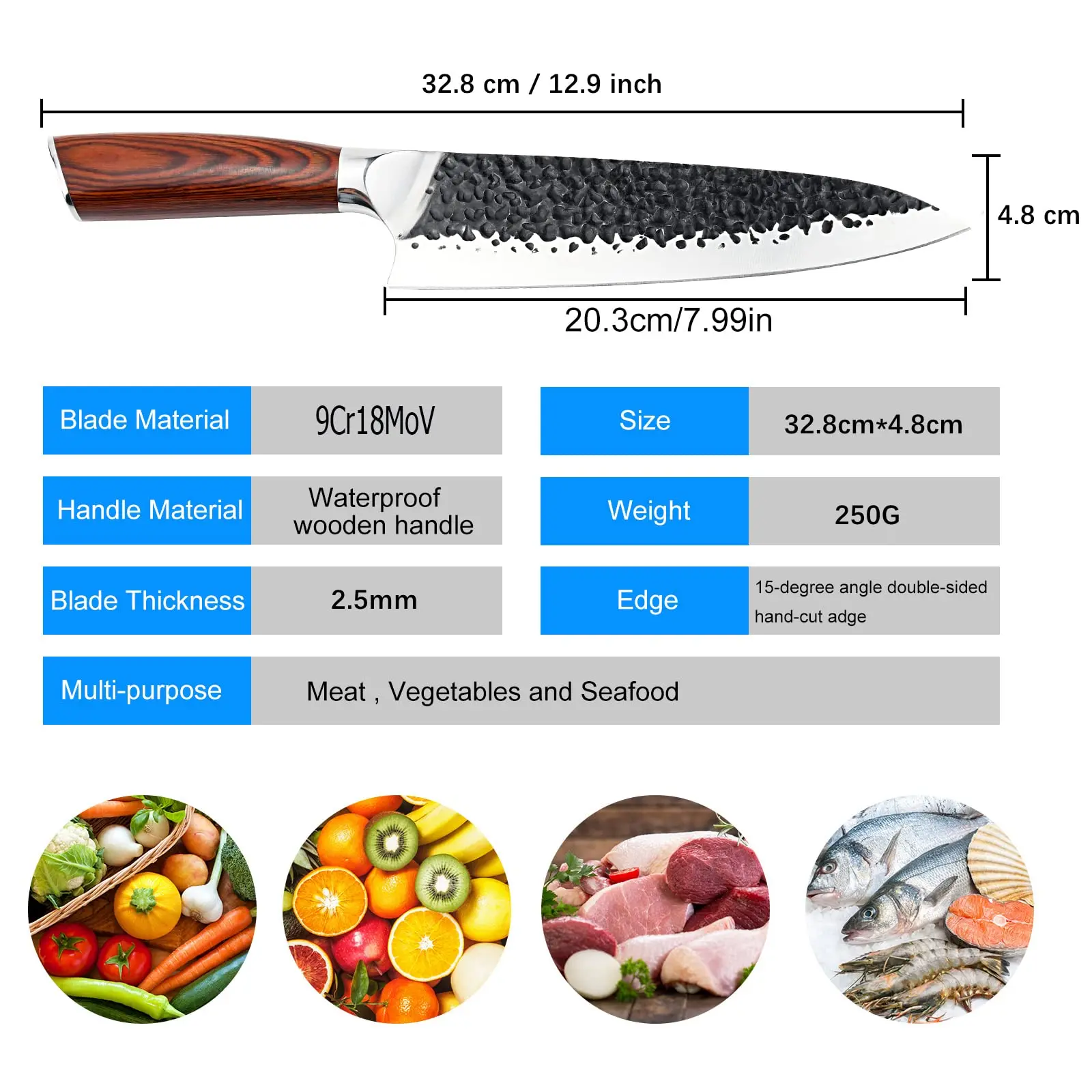 Hot Sale High Carbon Steel Ergonomic Handle 8 inch Kitchen Durable Sharp Japanese Chef Knife