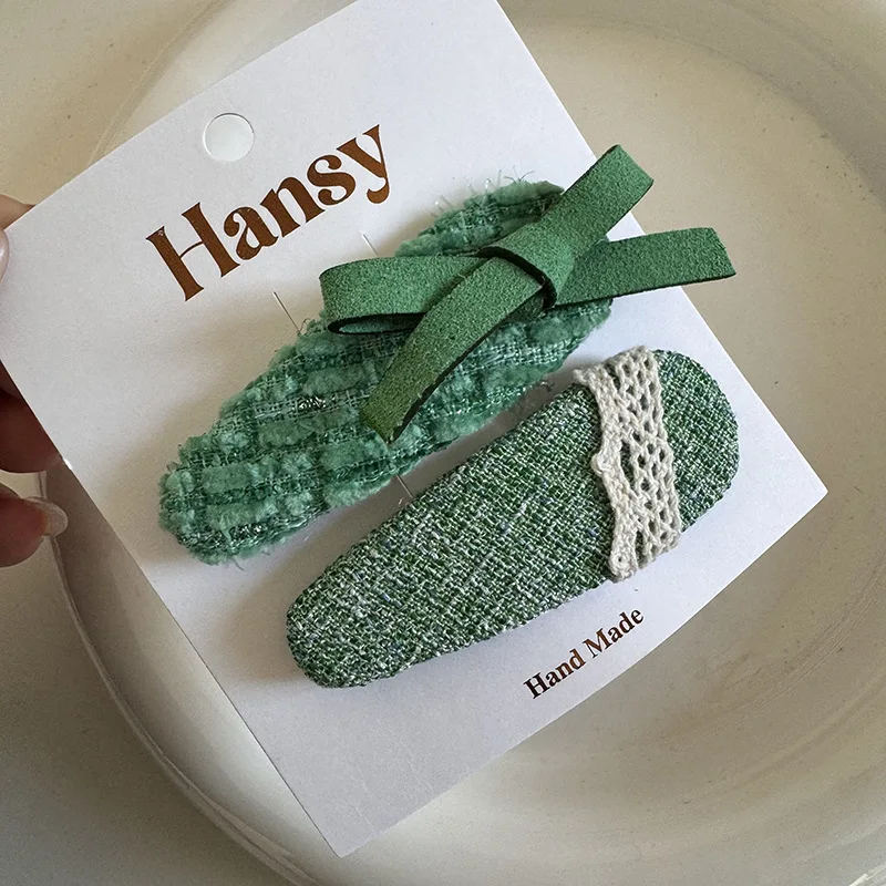 YANYE 2Pairs/Pack Small Fresh Matcha Green Big Bow Girls Forest Style Alligator Hair Accessories Hairpin Hair Clip For Women