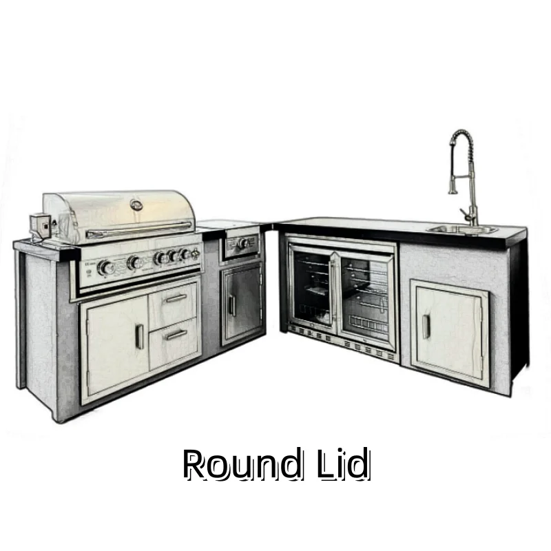 Custom Outdoor Kitchen Stainless Steel Cabinets Garden Mobile Modular BBQ Grill Island With Bar Sink Fridge Gas Grills