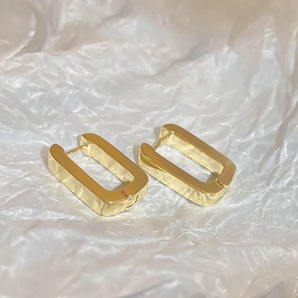 Tiny 18K Gold Plated Geometric Rectangle Hoop Earrings for Women Fashion Jewelry