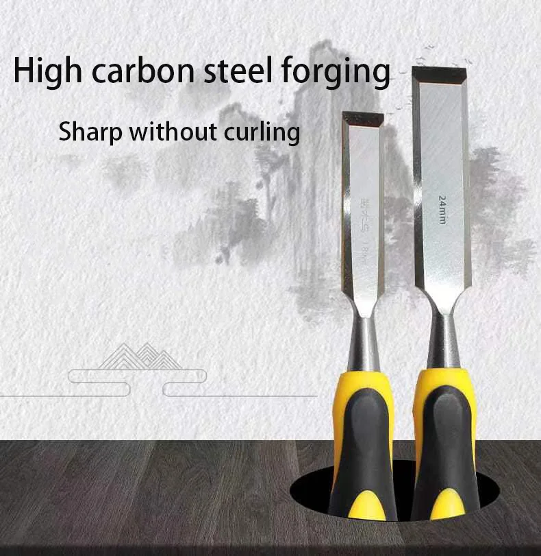 Professional Industrial Grade High-Carbon Steel Hand Chisel Tool 3 Sets with Two-Color Handle for Woodworking Engraving